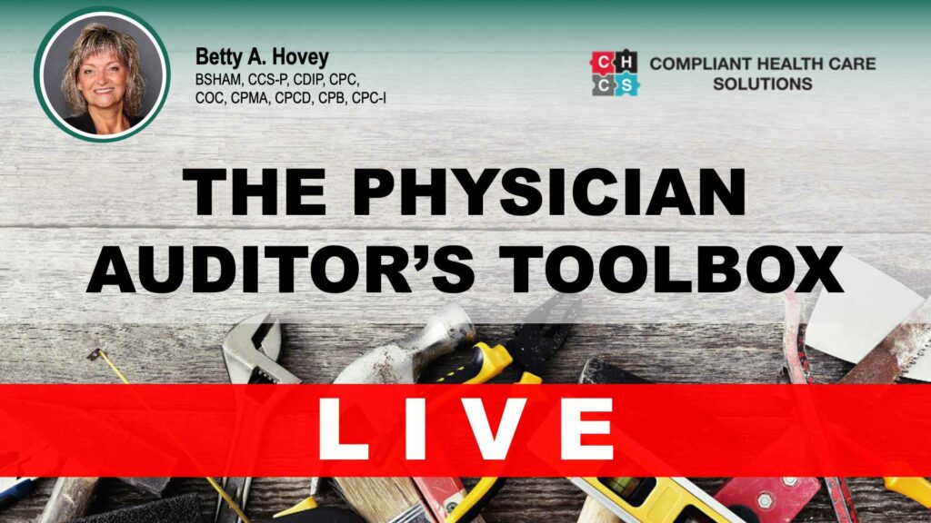 The Physician Auditor's Toolbox - LIVE - May 28